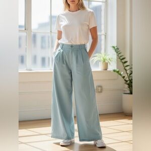 Young Fabulous & Broke Wide Leg Light Blue Pants